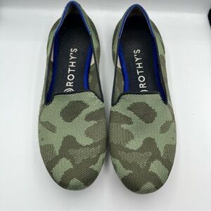 Rothy’s Camo Loafers Womens 8 Green Knit Slip On Flats Comfort Casual Shoes
